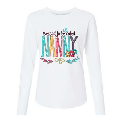 Blessed To Be Called Nanny Colorful Giftsgrandma Womens Cotton Relaxed Long Sleeve T-Shirt