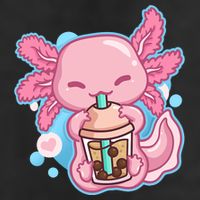 Boba Tea Bubble Tea Milk Tea Anime Axolotl  7 Panel Mesh Trucker Snapback Hat