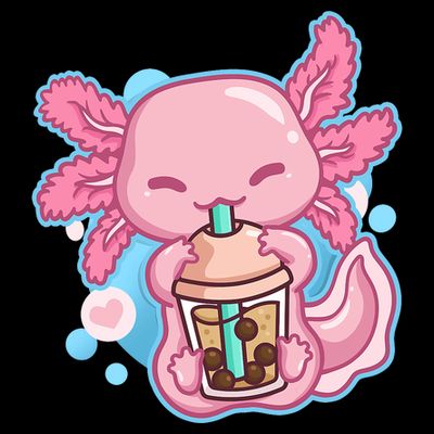 Boba Tea Bubble Tea Milk Tea Anime Axolotl  T-Shirt