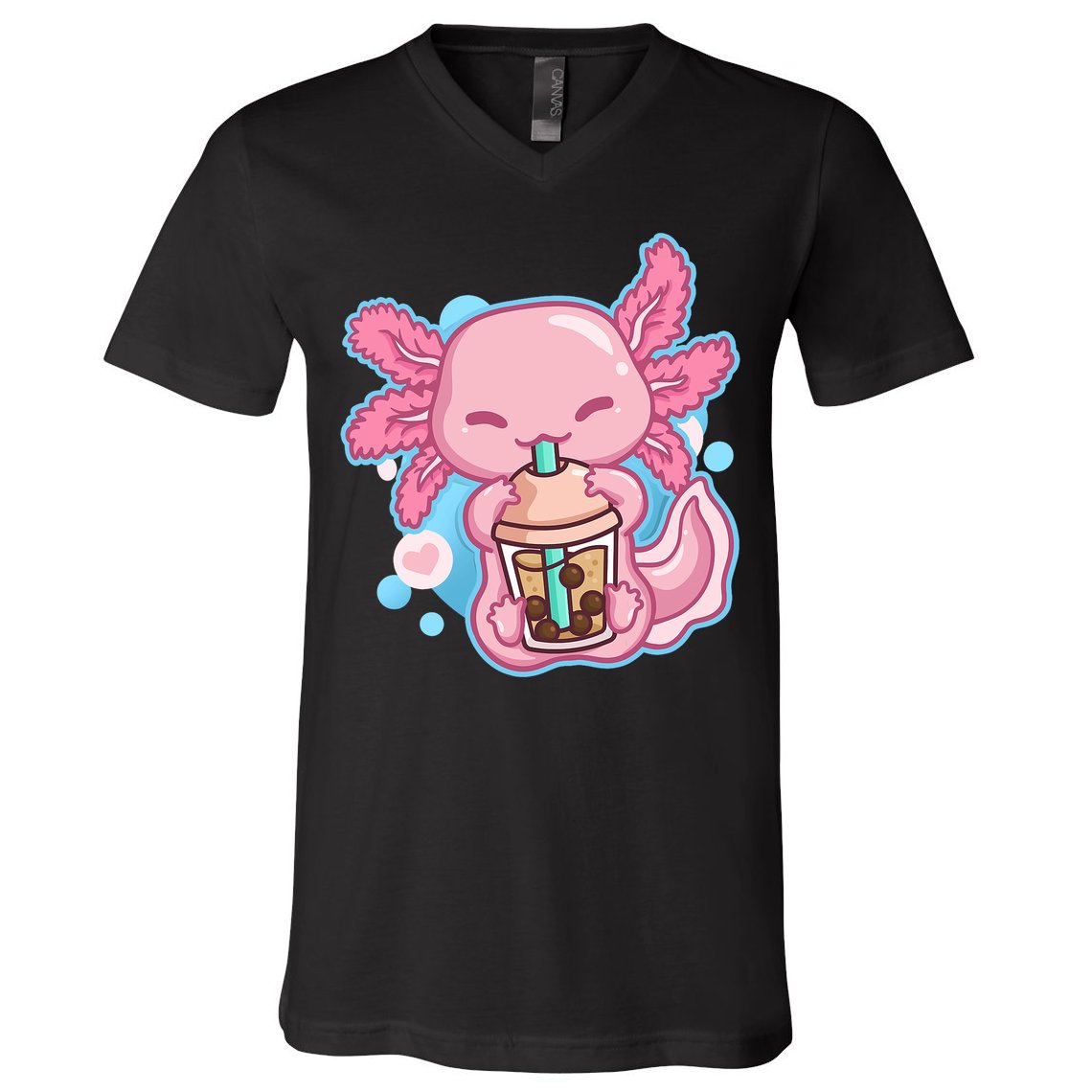 Boba Tea Bubble Tea Milk Tea Anime Axolotl  V-Neck T-Shirt