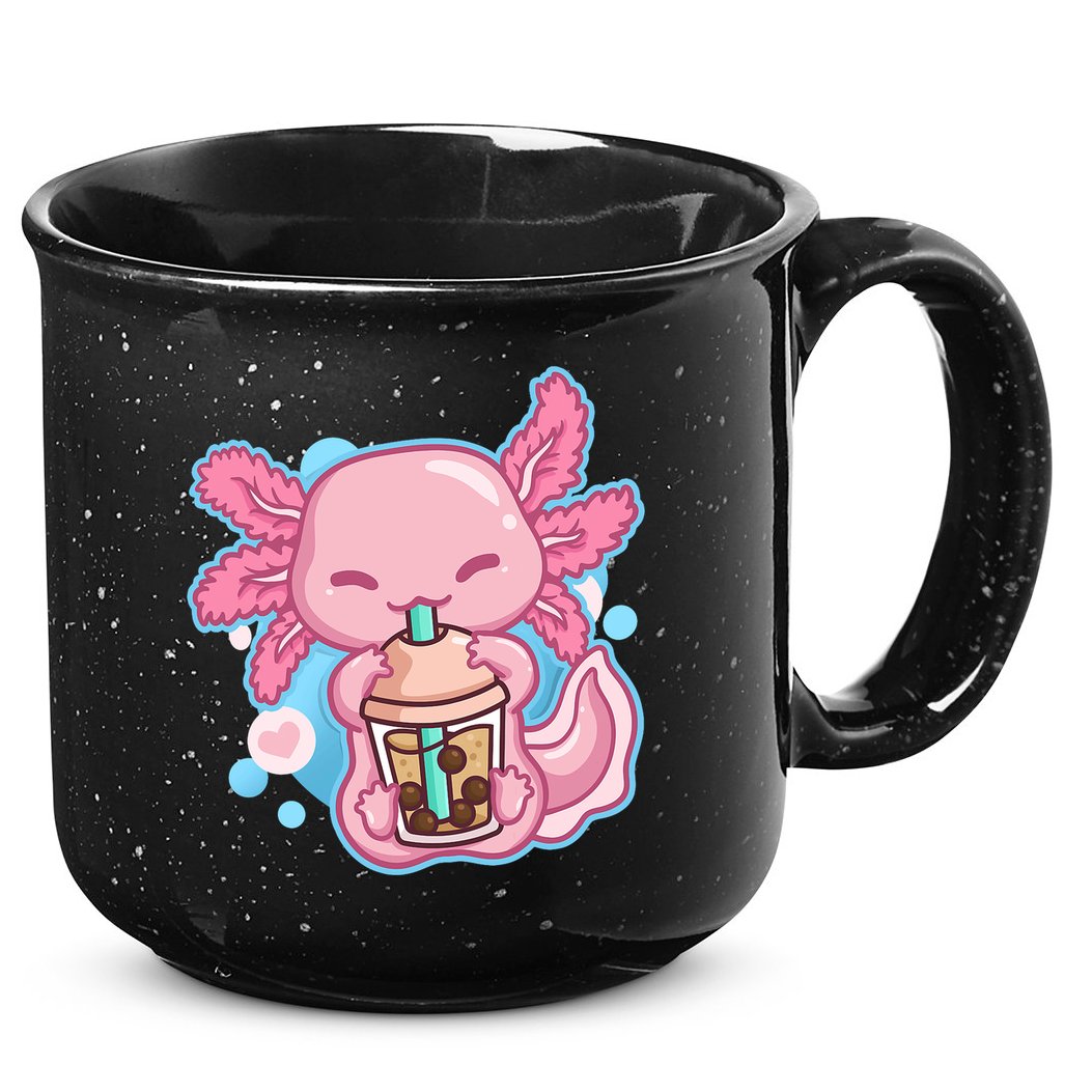Boba Tea Bubble Tea Milk Tea Anime Axolotl  15oz Campfire Ceramic Mug
