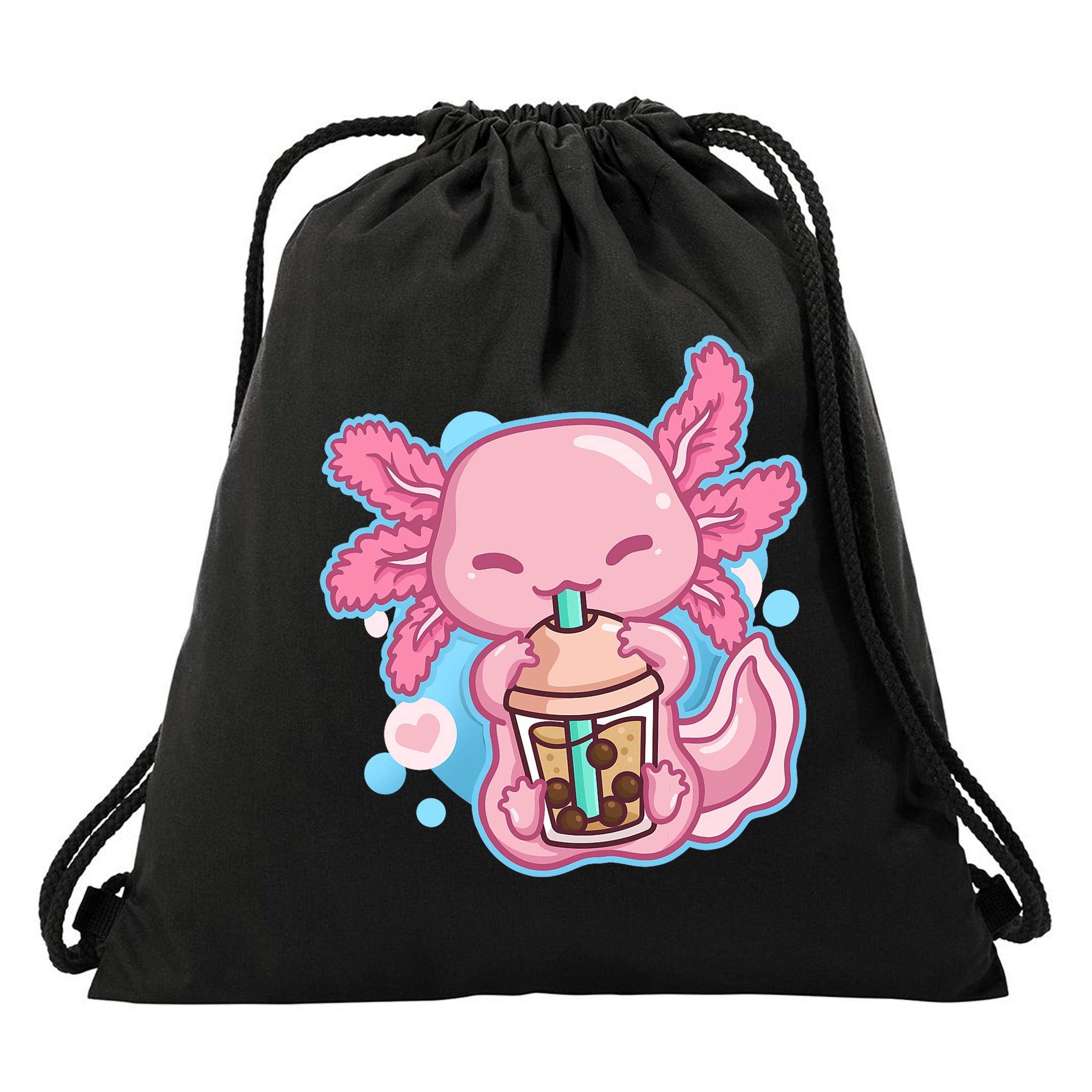 Boba Tea Bubble Tea Milk Tea Anime Axolotl  Drawstring Bag