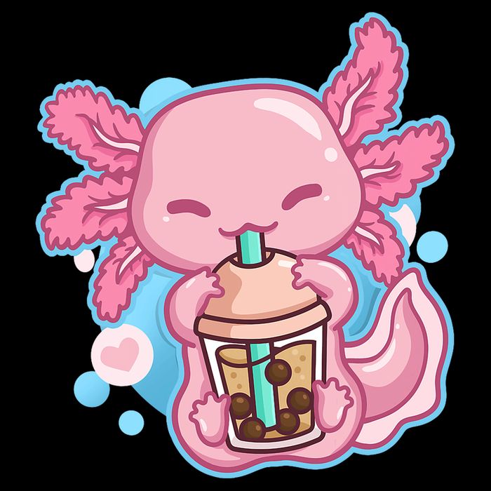 Boba Tea Bubble Tea Milk Tea Anime Axolotl  Drawstring Bag