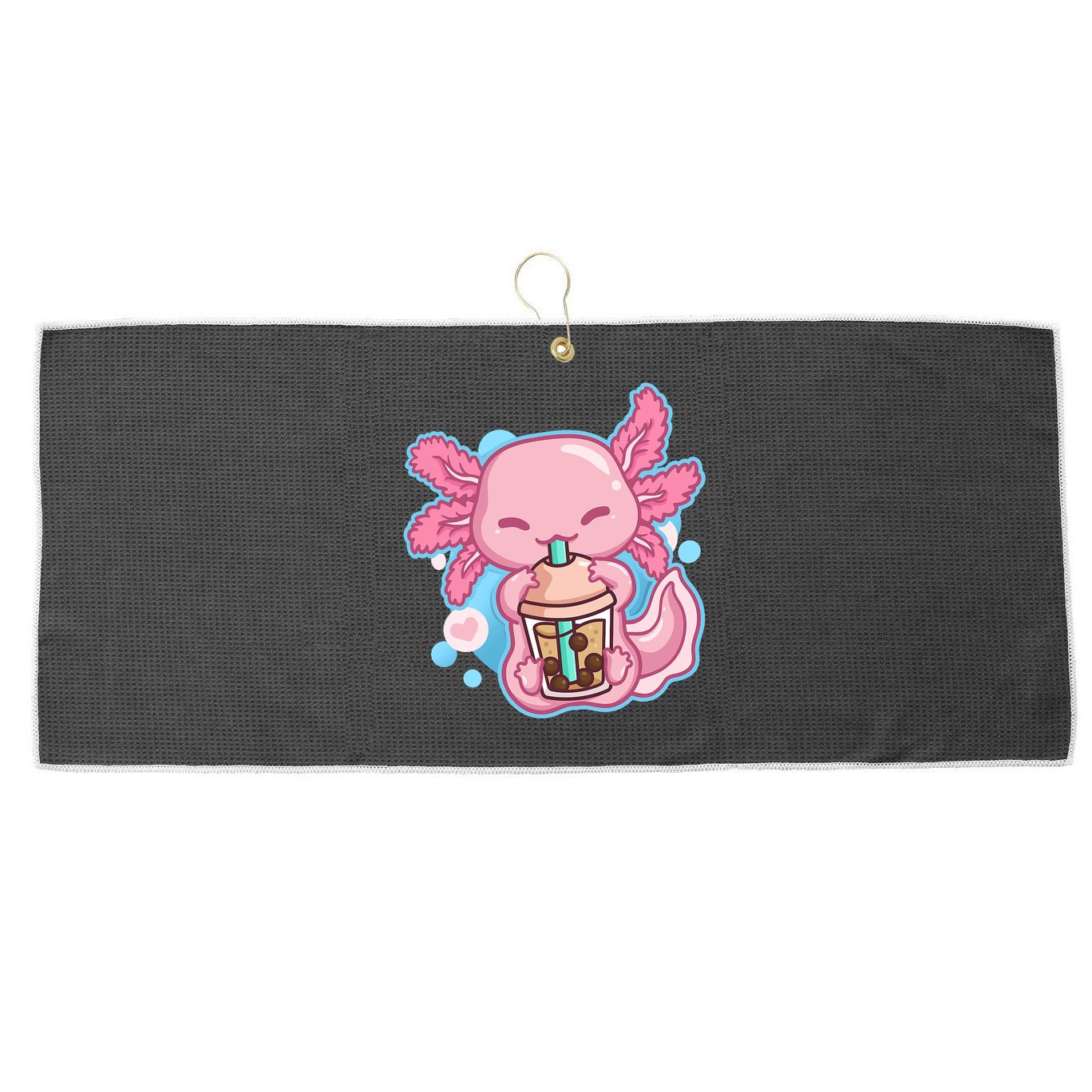 Boba Tea Bubble Tea Milk Tea Anime Axolotl  Large Microfiber Waffle Golf Towel