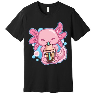 Boba Tea Bubble Tea Milk Tea Anime Axolotl  Premium T-Shirt