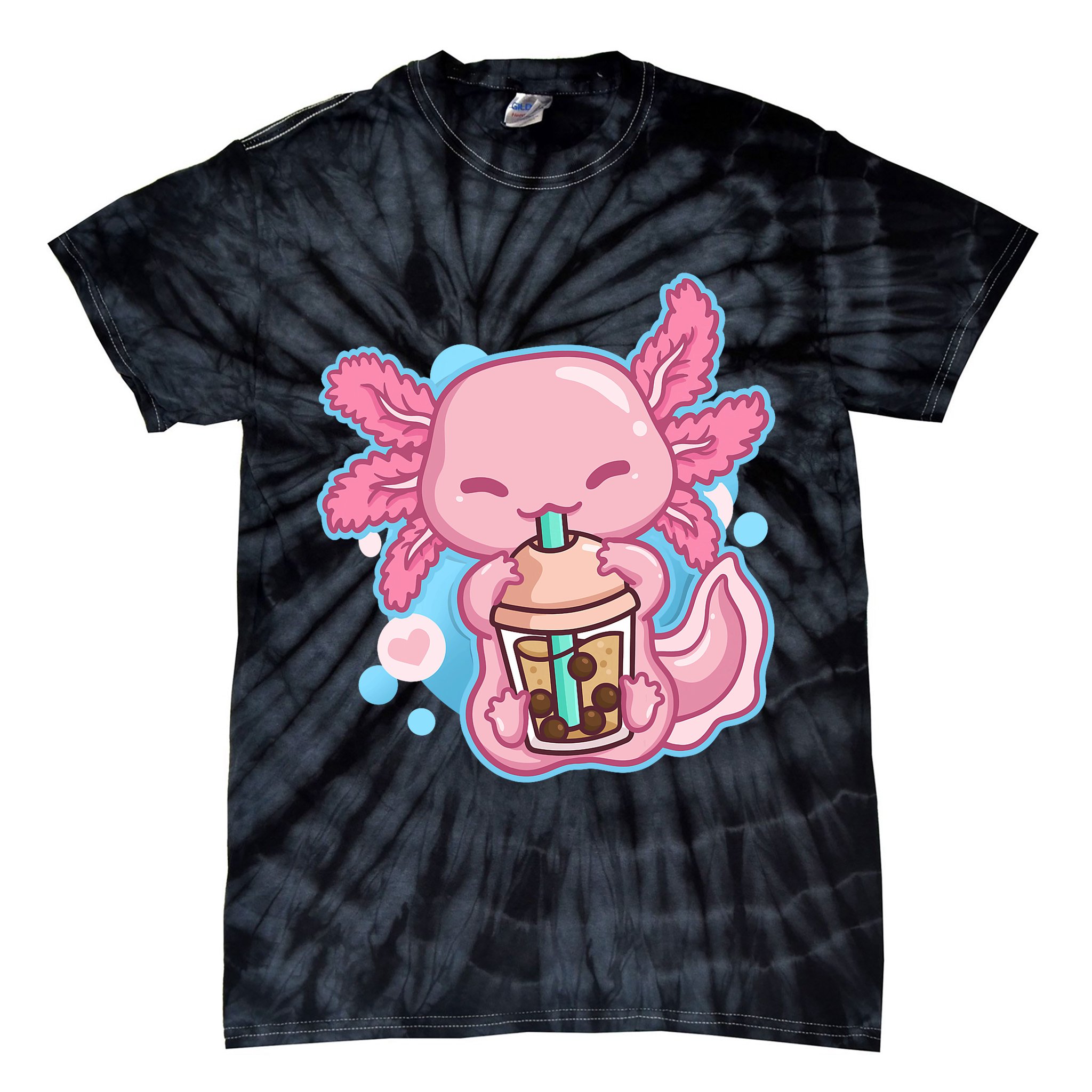 Boba Tea Bubble Tea Milk Tea Anime Axolotl  Tie-Dye T-Shirt