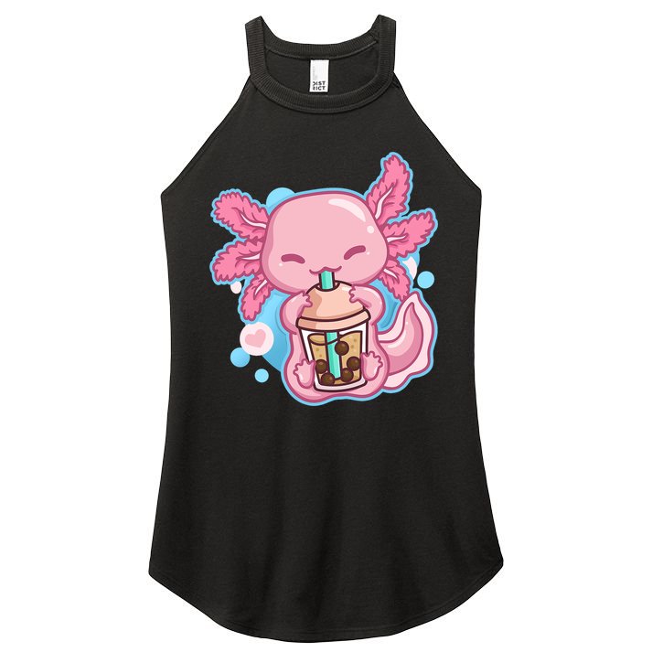 Boba Tea Bubble Tea Milk Tea Anime Axolotl  Women's Perfect Tri Rocker Tank