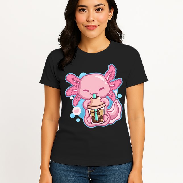 Boba Tea Bubble Tea Milk Tea Anime Axolotl  Womens T-Shirt