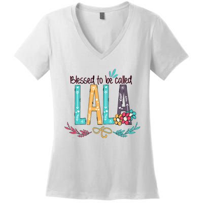 Blessed To Be Called Lala Colorful Giftsgrandma Women's V-Neck T-Shirt