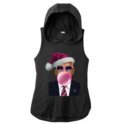 Bubblegum Trump Blowing Christmas Trump Ladies PosiCharge Tri-Blend Wicking Draft Hoodie Tank