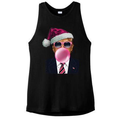 Bubblegum Trump Blowing Christmas Trump Ladies PosiCharge Tri-Blend Wicking Tank