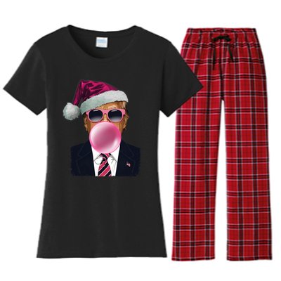 Bubblegum Trump Blowing Christmas Trump Women's Flannel Pajama Set