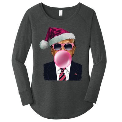 Bubblegum Trump Blowing Christmas Trump Women's Perfect Tri Tunic Long Sleeve Shirt