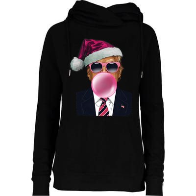 Bubblegum Trump Blowing Christmas Trump Womens Funnel Neck Pullover Hood