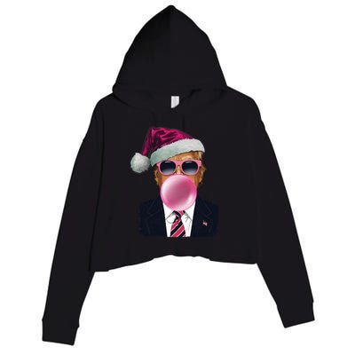 Bubblegum Trump Blowing Christmas Trump Crop Fleece Hoodie