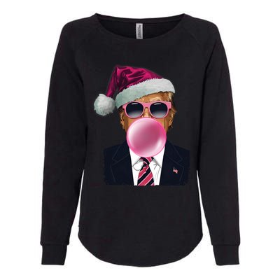 Bubblegum Trump Blowing Christmas Trump Womens California Wash Sweatshirt