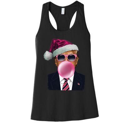 Bubblegum Trump Blowing Christmas Trump Women's Racerback Tank