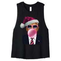 Bubblegum Trump Blowing Christmas Trump Women's Racerback Cropped Tank