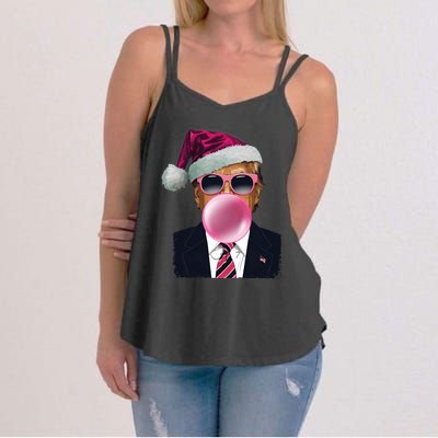 Bubblegum Trump Blowing Christmas Trump Women's Strappy Tank