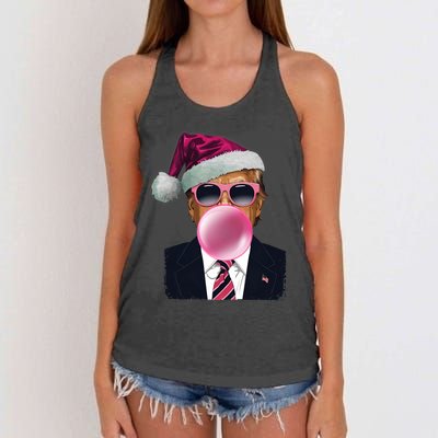 Bubblegum Trump Blowing Christmas Trump Women's Knotted Racerback Tank