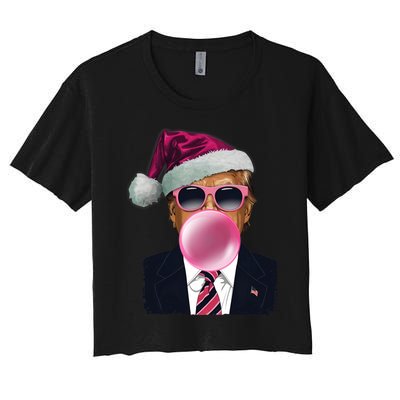 Bubblegum Trump Blowing Christmas Trump Women's Crop Top Tee