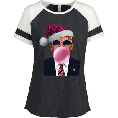 Bubblegum Trump Blowing Christmas Trump Enza Ladies Jersey Colorblock Tee