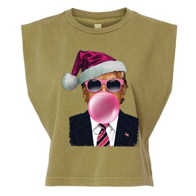 Bubblegum Trump Blowing Christmas Trump Garment-Dyed Women's Muscle Tee