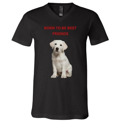 Born To Be Best Friends Design V-Neck T-Shirt