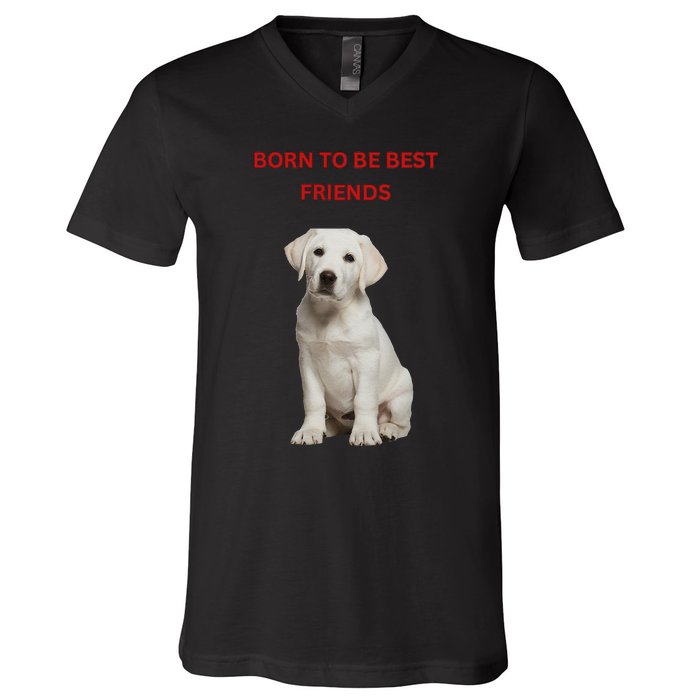 Born To Be Best Friends Design V-Neck T-Shirt