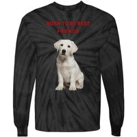 Born To Be Best Friends Design Tie-Dye Long Sleeve Shirt