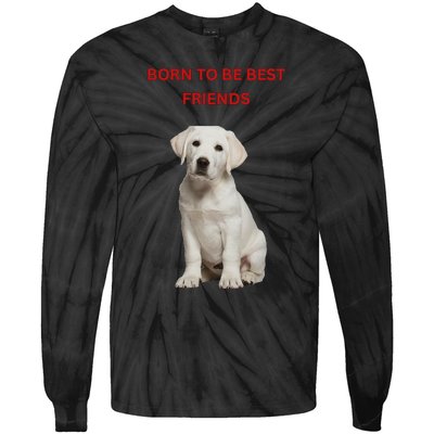 Born To Be Best Friends Design Tie-Dye Long Sleeve Shirt