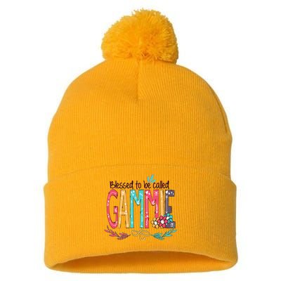 Blessed To Be Called Gammie Colorful Giftsgrandma Pom Pom 12in Knit Beanie