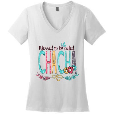 Blessed To Be Called Chacha Colorful Giftsgrandma Women's V-Neck T-Shirt