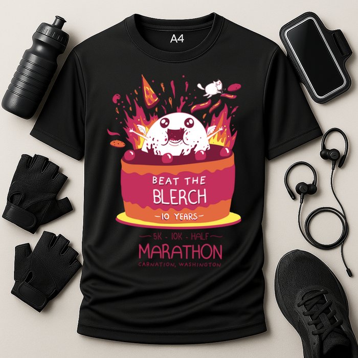 Beat The Blerch 10 Years Marathon Carnation Washington Cooling Performance Crew T-Shirt