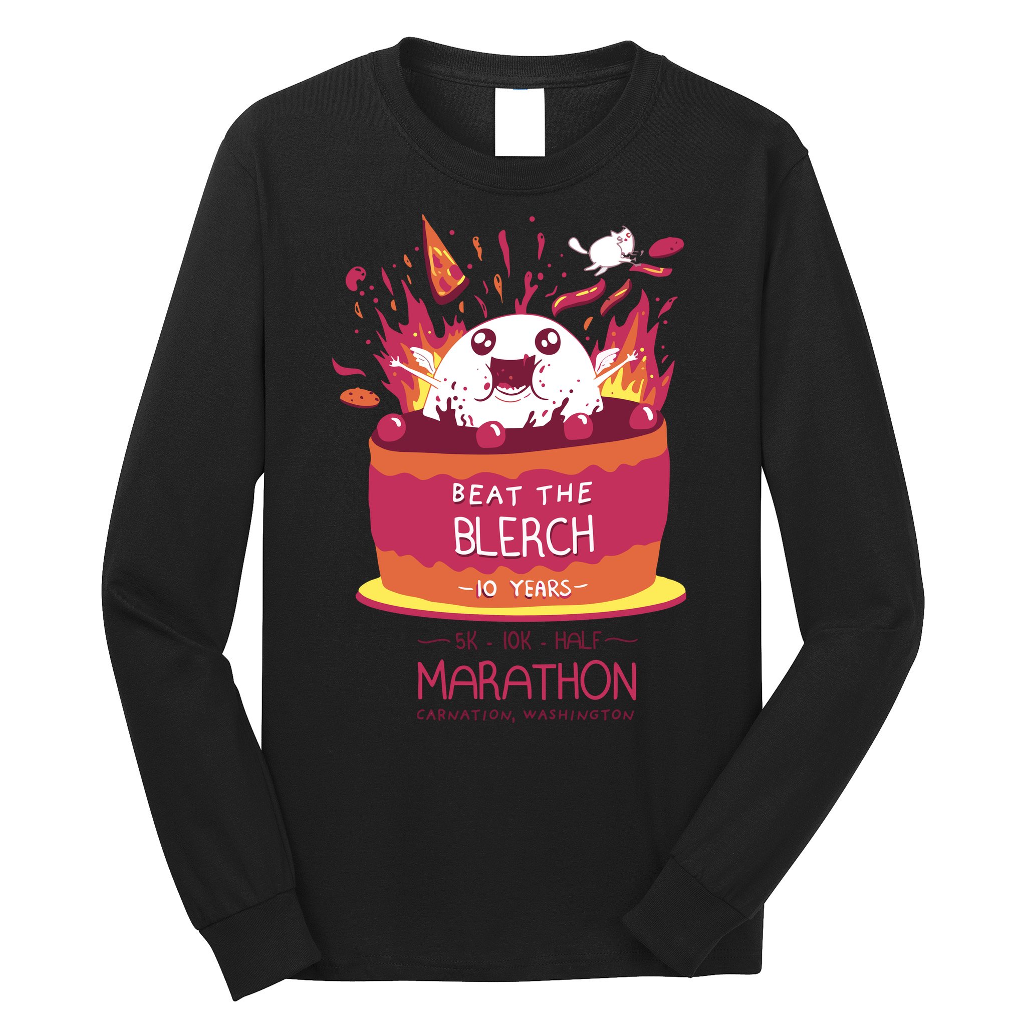 Beat The Blerch 10 Years Marathon Carnation Washington Long Sleeve Shirt
