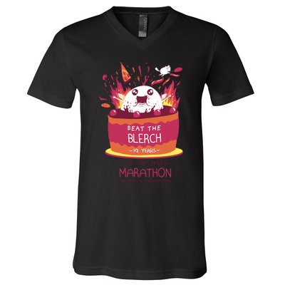 Beat The Blerch 10 Years Marathon Carnation Washington V-Neck T-Shirt