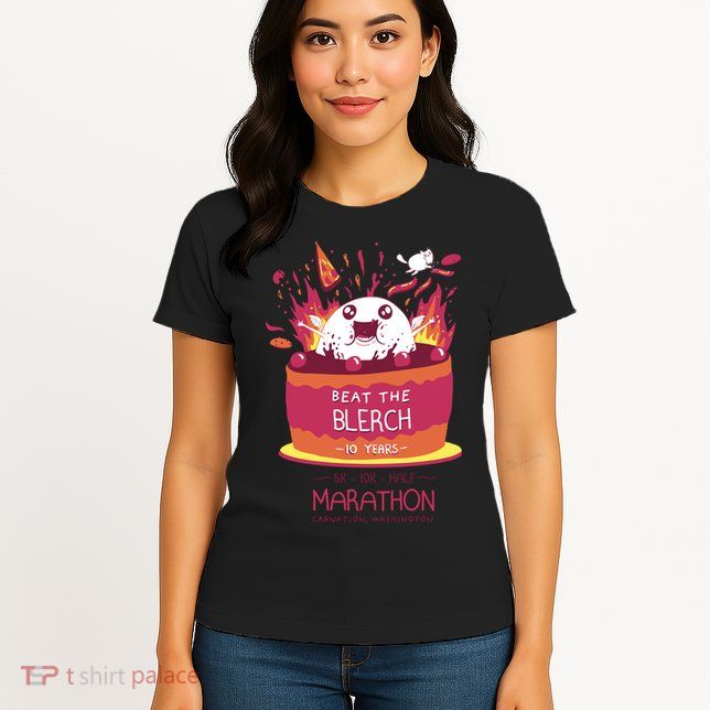 Beat The Blerch 10 Years Marathon Carnation Washington Womens T-Shirt
