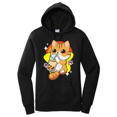 Boba Tea Bubble Tea Cat Anime Kawaii Neko Lover Japanese  Women's Pullover Hoodie