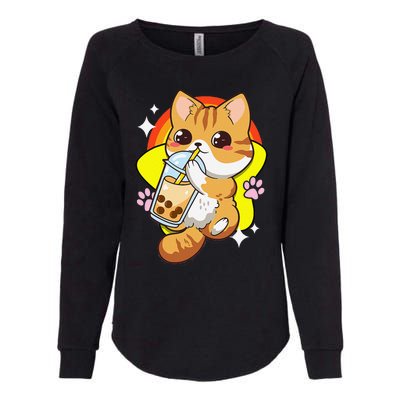 Boba Tea Bubble Tea Cat Anime Kawaii Neko Lover Japanese  Womens California Wash Sweatshirt