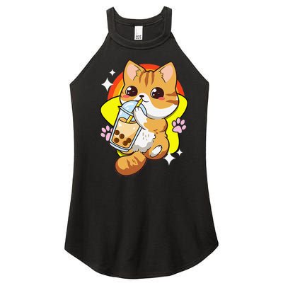 Boba Tea Bubble Tea Cat Anime Kawaii Neko Lover Japanese  Women’s Perfect Tri Rocker Tank