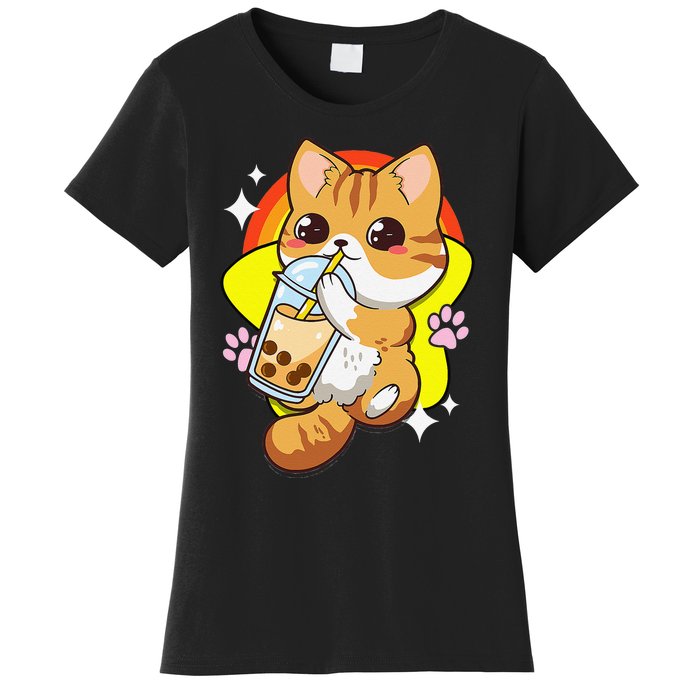 Boba Tea Bubble Tea Cat Anime Kawaii Neko Lover Japanese  Women's T-Shirt