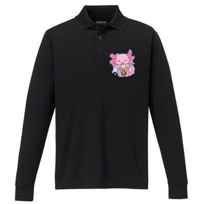 Boba Tea Bubble Tea Milk Tea Anime Axolotl Performance Long Sleeve Polo