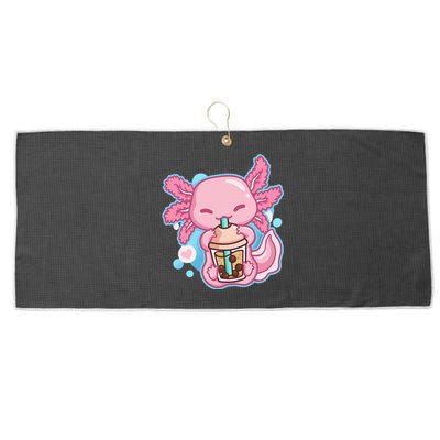 Boba Tea Bubble Tea Milk Tea Anime Axolotl Large Microfiber Waffle Golf Towel