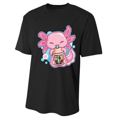 Boba Tea Bubble Tea Milk Tea Anime Axolotl Performance Sprint T-Shirt