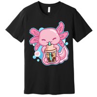 Boba Tea Bubble Tea Milk Tea Anime Axolotl Premium T-Shirt