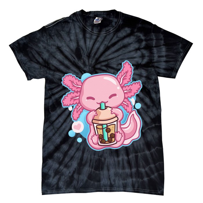 Boba Tea Bubble Tea Milk Tea Anime Axolotl Tie-Dye T-Shirt