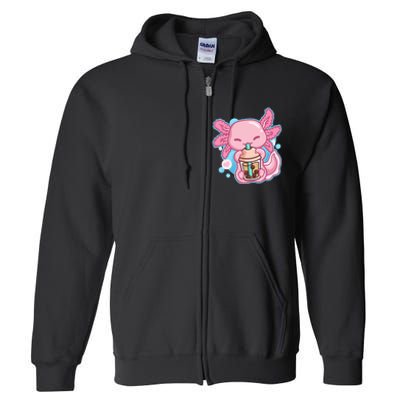 Boba Tea Bubble Tea Milk Tea Anime Axolotl Full Zip Hoodie