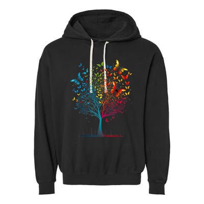 Butterfly Tree Beautiful Women Men Graphic Garment-Dyed Fleece Hoodie