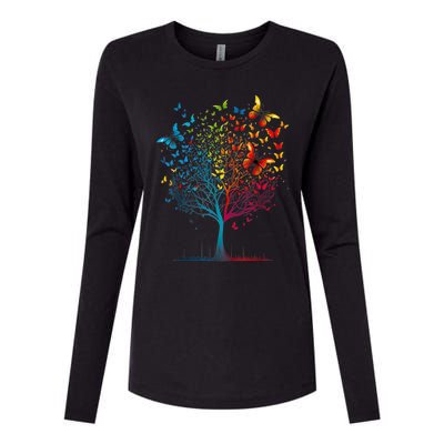 Butterfly Tree Beautiful Women Men Graphic Womens Cotton Relaxed Long Sleeve T-Shirt