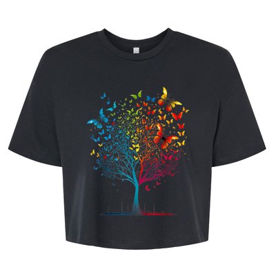 Butterfly Tree Beautiful Women Men Graphic Bella+Canvas Jersey Crop Tee